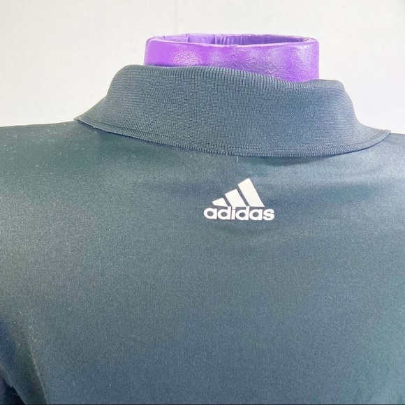 Adidas Golf PureMotion three stripe short sleeve polo black golf shirt - Picture 6 of 8